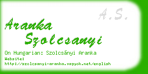aranka szolcsanyi business card
