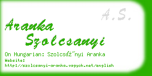 aranka szolcsanyi business card